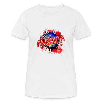 Amérique Rouge Blanc et Bleu Cartoon Exclamation - T-shirt respirant Femme - blanc - Devant - AI Model Female 172 dark (172cm)