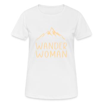 Wander Woman Wanderung Damen Bergsteiger Berge - Frauen T-Shirt atmungsaktiv - Weiß - Vorne - AI Model Female 172 dark (172cm)
