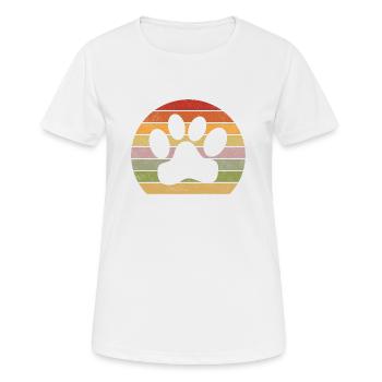 Paw Retro Dog Cat Paw Print - Women's Breathable T-Shirt - white - Front - AI Model Female 172 dark (172cm)