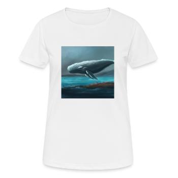 Wal schwebt am Himmel - Frauen T-Shirt atmungsaktiv - Weiß - Vorne - AI Model Female 172 dark (172cm)