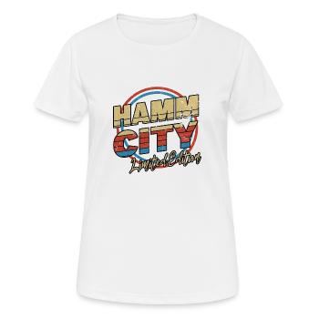 Hamm Germany City Font 80s Style - Women's Breathable T-Shirt - white - Front - AI Model Female 172 dark (172cm)