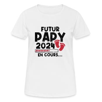 Futur Papy 2024 En Cours - T-shirt respirant Femme - blanc - Devant - AI Model Female 172 dark (172cm)