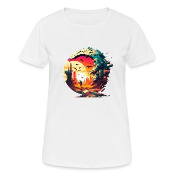 Soudure désolée de science-fiction avec un itinérant - T-shirt respirant Femme - blanc - Devant - AI Model Female 172 dark (172cm)