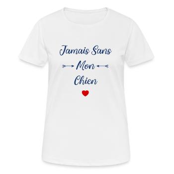 Jamais sans mon chien - T-shirt respirant Femme - blanc - Devant - AI Model Female 172 dark (172cm)