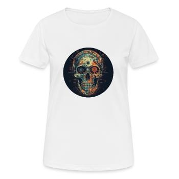 Rétro Futuriste Skull Skull Cyborg - T-shirt respirant Femme - blanc - Devant - AI Model Female 172 dark (172cm)