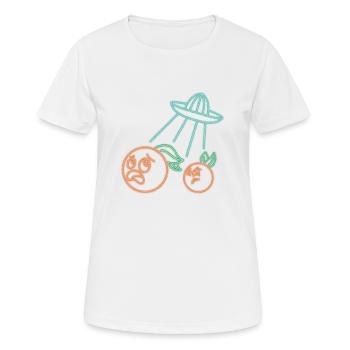 Orangen Saftpresse Ufo - Frauen T-Shirt atmungsaktiv - Weiß - Vorne - AI Model Female 172 dark (172cm)