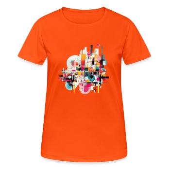 Abstraction urbaine - T-shirt respirant Femme - orange néon - Devant - AI Model Female 172 dark (172cm)