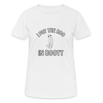 J’ai mis le boo dans le butin - T-shirt respirant Femme - blanc - Devant - AI Model Female 172 dark (172cm)