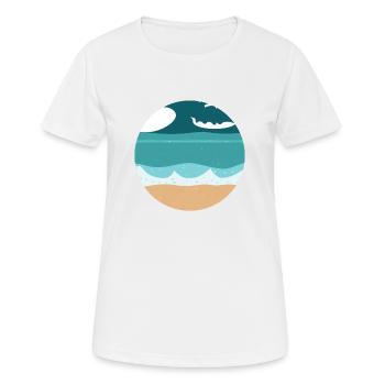 Plage avec Waves Illustration - T-shirt respirant Femme - blanc - Devant - AI Model Female 172 dark (172cm)