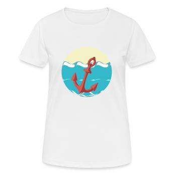 Anchor - Waves - Frauen T-Shirt atmungsaktiv - Weiß - Vorne - AI Model Female 172 dark (172cm)