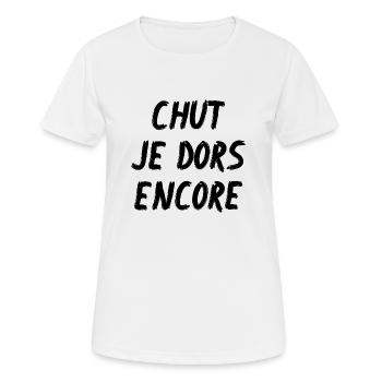 chut je dors encore - T-shirt respirant Femme - blanc - Devant - AI Model Female 172 dark (172cm)
