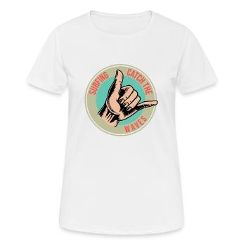 Surfing Surfboard Surfer Wassersport - Frauen T-Shirt atmungsaktiv - Weiß - Vorne - AI Model Female 172 dark (172cm)
