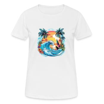 Surfen Strand Palme Sonnenschein Urlaub - Frauen T-Shirt atmungsaktiv - Weiß - Vorne - AI Model Female 172 dark (172cm)