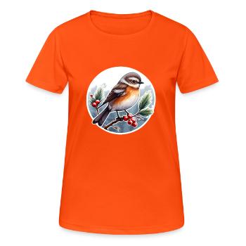 Oiseau d’hiver - T-shirt respirant Femme - orange néon - Devant - AI Model Female 172 dark (172cm)