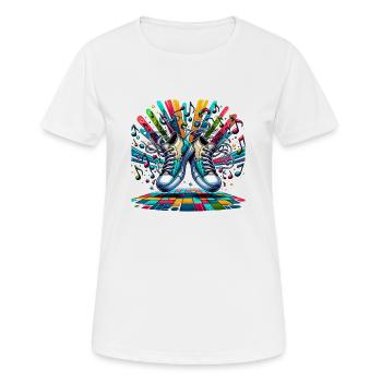 Rhythm Steps : des baskets de danse ludiques - T-shirt respirant Femme - blanc - Devant - AI Model Female 172 dark (172cm)