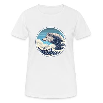 Chien de mer, surfant sur la vague - T-shirt respirant Femme - blanc - Devant - AI Model Female 172 dark (172cm)