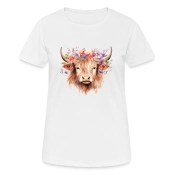 Highland Serenade : Hommage à la ferme bovine écossaise - T-shirt respirant Femme - blanc - Devant - AI Model Female 172 dark (172cm)