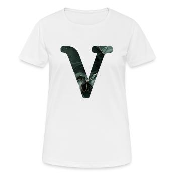 Lettre v marbré vert - T-shirt respirant Femme - blanc - Devant - AI Model Female 172 dark (172cm)