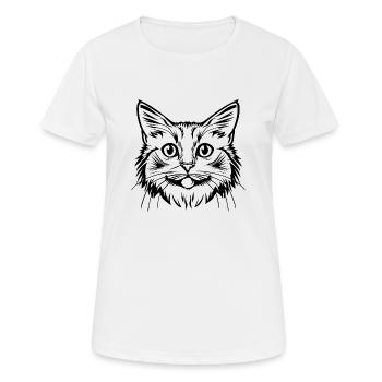 Cat, Cat Motif, Cat Face - Women's Breathable T-Shirt - white - Front - AI Model Female 172 dark (172cm)