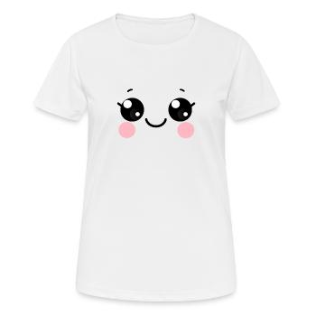 Kawaii eyes, happy face, facial expression - Women's Breathable T-Shirt - white - Front - AI Model Female 172 dark (172cm)