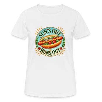 Suns out Buns Out - Women's Breathable T-Shirt - white - Front - AI Model Female 172 dark (172cm)