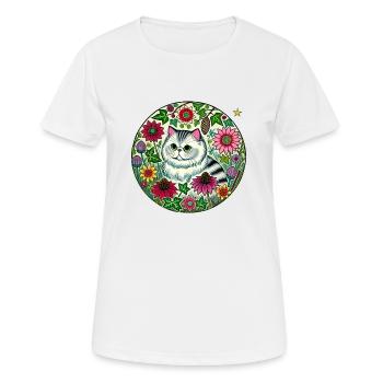 Chat persan en argent - T-shirt respirant Femme - blanc - Devant - AI Model Female 172 dark (172cm)
