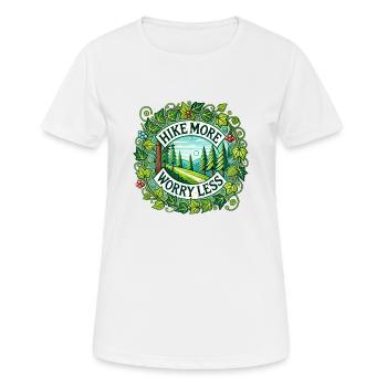 Hike More Worry Less - Women's Breathable T-Shirt - white - Front - AI Model Female 172 dark (172cm)