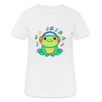 DJ Żabka – grenouille musicale - T-shirt respirant Femme - blanc - Devant - AI Model Female 172 dark (172cm)