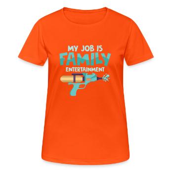 My Job Is Family Entertainment Water Fun Summer Sq - Frauen T-Shirt atmungsaktiv - Neonorange - Vorne - AI Model Female 172 dark (172cm)