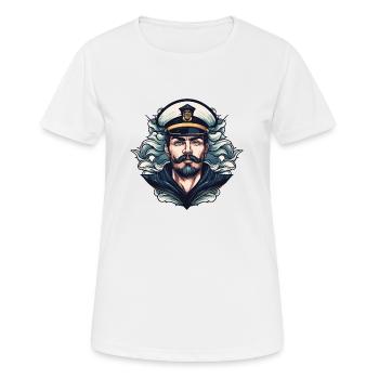 Kapitän Captain Seemann - Frauen T-Shirt atmungsaktiv - Weiß - Vorne - AI Model Female 172 dark (172cm)