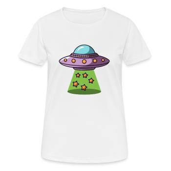 Ufo - Frauen T-Shirt atmungsaktiv - Weiß - Vorne - AI Model Female 172 dark (172cm)