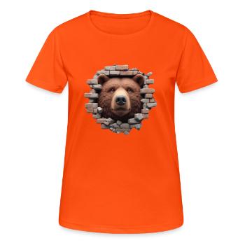 Ours dans le trou - T-shirt respirant Femme - orange néon - Devant - AI Model Female 172 dark (172cm)