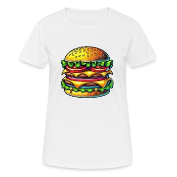 burger cheeseburger - Frauen T-Shirt atmungsaktiv - Weiß - Vorne - AI Model Female 172 dark (172cm)