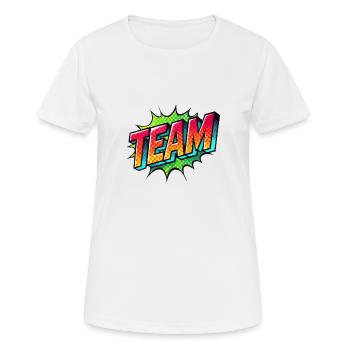 team - Frauen T-Shirt atmungsaktiv - Weiß - Vorne - AI Model Female 172 dark (172cm)
