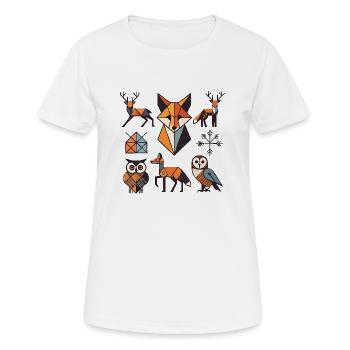 Geometrische Waldtiere - Frauen T-Shirt atmungsaktiv - Weiß - Vorne - AI Model Female 172 dark (172cm)
