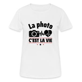 la photo c est la vie,Photo,Photographe - T-shirt respirant Femme - blanc - Devant - AI Model Female 172 dark (172cm)