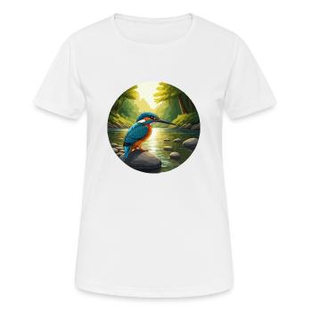 Eisvogel sitzt am Bach - Frauen T-Shirt atmungsaktiv - Weiß - Vorne - AI Model Female 172 dark (172cm)