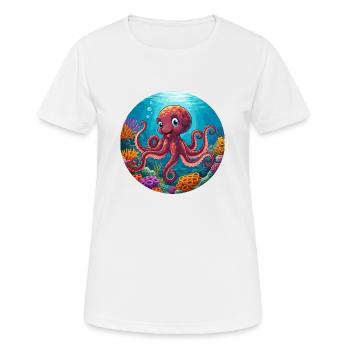 Poulpe dans le corail - T-shirt respirant Femme - blanc - Devant - AI Model Female 172 dark (172cm)