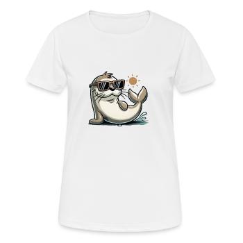 seehund sonnenbrille - Frauen T-Shirt atmungsaktiv - Weiß - Vorne - AI Model Female 172 dark (172cm)