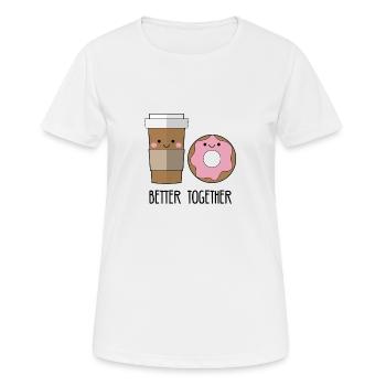 Les meilleurs amis: mieux! - Coffe et Donut - T-shirt respirant Femme - blanc - Devant - AI Model Female 172 dark (172cm)