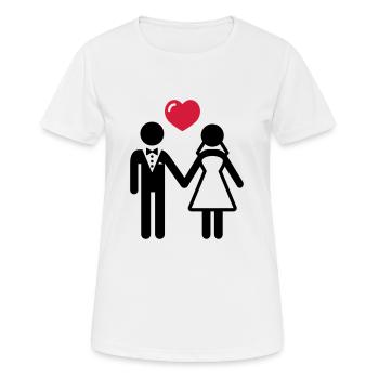 Mariée et le marié avec coeur - T-shirt respirant Femme - blanc - Devant - AI Model Female 172 dark (172cm)