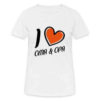 i love oma und opa - Frauen T-Shirt atmungsaktiv - Weiß - Vorne - AI Model Female 172 dark (172cm)