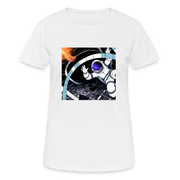 Un astronaute tombe dans un trou noir - T-shirt respirant Femme - blanc - Devant - AI Model Female 172 dark (172cm)