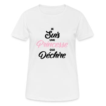 je suis un princesse qui déchire / humour fille - T-shirt respirant Femme - blanc - Devant - AI Model Female 172 dark (172cm)