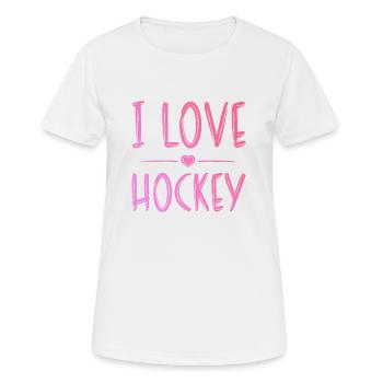 Ich liebe Hockey - Frauen T-Shirt atmungsaktiv - Weiß - Vorne - AI Model Female 172 dark (172cm)