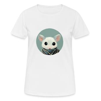 Petite souris blanche avec foulard en cercle - T-shirt respirant Femme - blanc - Devant - AI Model Female 172 dark (172cm)