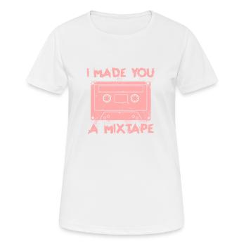 Ich habe dir ein Mixtape gemacht, Vintage Retro 80s Vibe - Frauen T-Shirt atmungsaktiv - Weiß - Vorne - AI Model Female 172 dark (172cm)