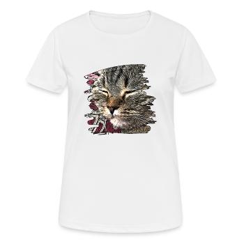 Katzengesicht 6 - Frauen T-Shirt atmungsaktiv - Weiß - Vorne - AI Model Female 172 dark (172cm)
