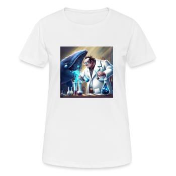Mad scientist experimenting on a whale - Women's Breathable T-Shirt - white - Front - AI Model Female 172 dark (172cm)
