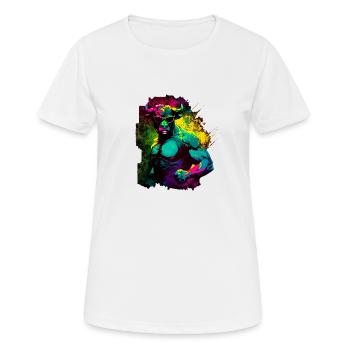 Heißer Bodybuilder Stier - Frauen T-Shirt atmungsaktiv - Weiß - Vorne - AI Model Female 172 dark (172cm)